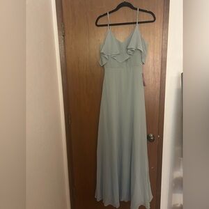 Birdy Grey Light Blue Ruffle Maxi Dress